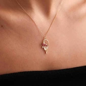 Sevimli Altın Kedi Kolye Ruby thumbnail 1