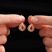 Altın Yakut Taşlı Küpe - 1