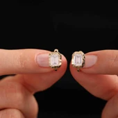 Aynalı Baget Küpe 14K - 1