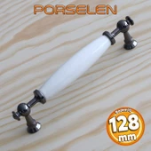 Gerçek Porselen Füme Beyaz 128 Mm Kulp Mobilya Çekmece Mutfak Kulpları Kulbu Dolabı Dolap Kulpu thumbnail 1