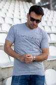 Erkek Gri El Yazısı İmza Baskı Normal Kesim Bisiklet Yaka Erkek T-Shirt 22ETSHEYAZ - 4