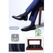 Premium Busines (3 ÇİFT KUTULU) Klasik Uzun Boy Mevsimlik Dikişsiz Erkek Bambu Soket Çorap - 1