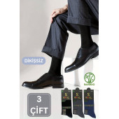 Premium Busines (3 Çift Kutusuz ) Klasik Uzun Boy Mevsimlik Dikişsiz Erkek Bambu Soket Çorap - 1