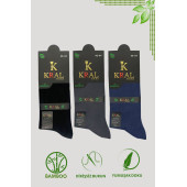 Premium Busines (3 Çift Kutusuz ) Klasik Uzun Boy Mevsimlik Dikişsiz Erkek Bambu Soket Çorap - 4