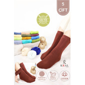 Thermo Özellikli 2X Korumalı (5 Çift) Kadın Termal Renkli Kışlık Yün Havlu Çorap - 1
