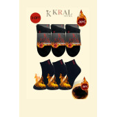 Thermo Özellikli 2X Korumalı (3 Çift) Siyah Renk Termal Erkek Kışlık Havlu Patik Çorap - 1