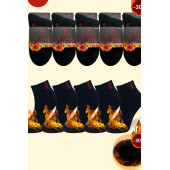 Thermo Özellikli 2X Korumalı (3 Çift) Siyah Renk Termal Erkek Kışlık Havlu Patik Çorap - 3