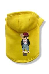 Köpek Kıyafeti Köpek Sweatshirt Hoodie Köpek Ürünleri Kedi Kıyafeti - Deri Ceketli Ayı - 1