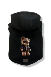 Köpek Kıyafeti Köpek Sweatshirt Hoodie Köpek Ürünleri Kedi Kıyafeti - Siyah Deri Ceketli - 1