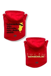 Kedi Köpek Kıyafeti Sweatshirt Kıskananlar Oldu - Serseri Kırmızı Kombin 2'li Set - 1