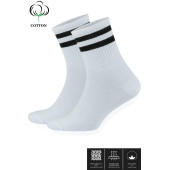 Erkek - Kadın (3 ÇİFT) Çizgili Kolej Tenis Çorabı Pamuklu Terletmez Çorap - 4