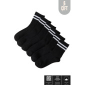 Erkek - Kadın (6 ÇİFT) Çizgili Kolej Tenis Çorabı Pamuklu Terletmez Çorap - 3