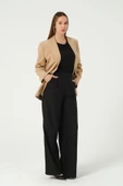 Camel Regular Astarlı Dokuma Oversize Blazer Ceket thumbnail 6