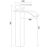 Krom Kare Çanak Lavabo Bataryası Oval Havza Şelale Model Uzun/yüksek Gümüş Gri Lavabo Musluğu Çift Girişli - 7