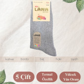 Kışlık Yün Çorap (5 ÇİFT - ADET) Lambswool Özel Kuzu Yünlü Kadınlar Için Termal Özellikli - 3