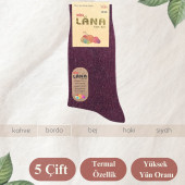 Kışlık Yün Çorap (5 ÇİFT - ADET) Lambswool Özel Kuzu Yünlü Kadınlar Için Termal Özellikli - 4