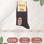 Kışlık Yün Çorap (5 ÇİFT - ADET) Lambswool Özel Kuzu Yünlü Kadınlar Için Termal Özellikli - 5