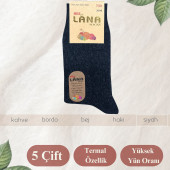 Kışlık Yün Çorap (5 ÇİFT - ADET) Lambswool Özel Kuzu Yünlü Kadınlar Için Termal Özellikli - 2