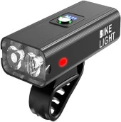 FORTE GT 6051 Bisiklet 2 x T6 Led Ön Far USB Şarjlı Alüminyum Alaşım Siyah thumbnail 1