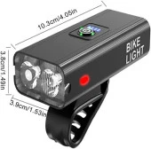 FORTE GT 6051 Bisiklet 2 x T6 Led Ön Far USB Şarjlı Alüminyum Alaşım Siyah thumbnail 5