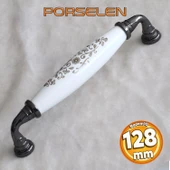 Gerçek Porselen Beyaz Füme 128 Mm Kulp Çekmece Mobilya Mutfak Kulpları Kulbu Dolabı Dolap Kulpu thumbnail 1