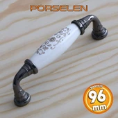 Gerçek Porselen Beyaz Füme 96 Mm Mobilya Mutfak Kulpları Dolap Dolabı Kapak Kulpu Çekmece Kulbu - 1