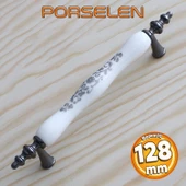 Gerçek Porselen Beyaz Füme 128 Mm Kulp Mobilya Çekmece Mutfak Kulpları Kulpu Kulbu Dolabı Dolap thumbnail 1