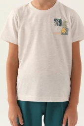 Arnetta Erkek Çocuk Garson  Krem Şortlu Pijama Takımı 2982 thumbnail 2