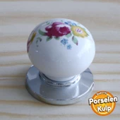Gerçek Porselen Kulp Çiçekli Düğme Mobilya Mutfak Dolabı Kapak Kulpu Kulbu Çekmece Dolap Kulpları - 1