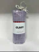 Clasy Ranforce Lastikli Çarşaf Seti Tek Kişilik Çizgili Düz Mor - 1