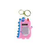 Hesap Makinesi Dino Mini Anahtarlıklı Labirent Oyunlu Pembe - 1