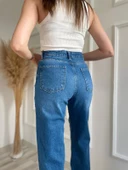 Kadın Geniş Palazzo Kot Pantolon Mavi - 3