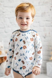 Erkek Bebek Doğa Temalı Beyaz Body (3-24ay) - 1