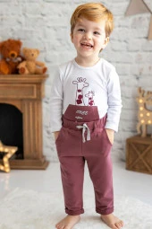 Erkek Bebek Bordo Beli Lastikli Pantolon (9-24ay) - 1