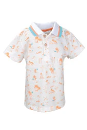 Erkek Bebek Oranj Surf Baskılı Polo Yaka T-Shirt (9ay-4yaş) - 1