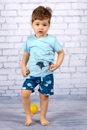 Erkek Bebek Balina Baskılı T-shirt - 1