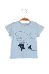 Erkek Bebek Balina Baskılı T-shirt - 2