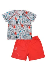 Erkek Bebek Kırmızı Robot T-Shirt ve Şort Takım (6ay-4yaş) - 1