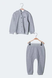 Erkek Bebek Kapüşonlu Hırka ve Pantolon Takım - 3
