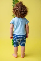 Erkek Bebek Mavi Croc Salopet Tulum (3-18ay) - 2