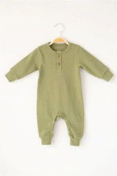 Gots Sertifikalı %100 Organik Pamuk Yakası Düğmeli Tulum (0-24ay) - 2