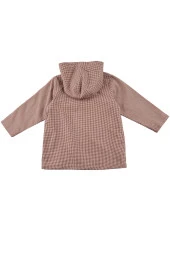 Unisex Bebek Kapüşonlu Pamuk Astarlı Bordo Pötikare Yağmurluk (2-8yaş) - 2