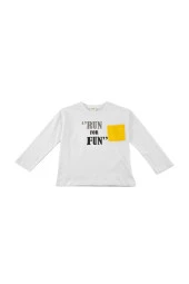 Erkek Çocuk Run For Fun Cep Detaylı Beyaz Uzun Kollu T-Shirt (4-12yaş) - 3
