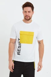 Erkek Resist Baskılı Cepli T-Shirt - 1