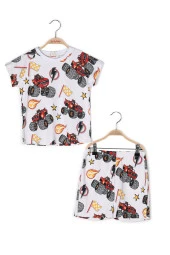 Erkek Çocuk Araba Desenli T-shirt ve Şort Takım - 1