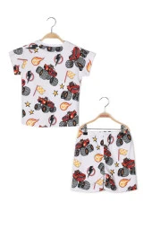 Erkek Çocuk Araba Desenli T-shirt ve Şort Takım - 2