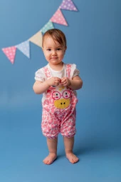 Kız Bebek Beyaz Zürafa Salopet Tulum (0-18ay) - 1