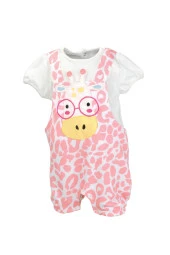 Kız Bebek Beyaz Zürafa Salopet Tulum (0-18ay) - 3