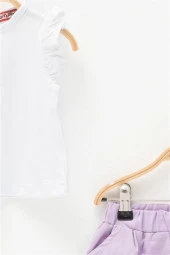 Kız Bebek Kolları Fırfırlı T-Shirt ve Cepli Şort Takım (3-36ay) - 2