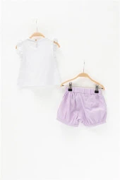 Kız Bebek Kolları Fırfırlı T-Shirt ve Cepli Şort Takım (3-36ay) - 3